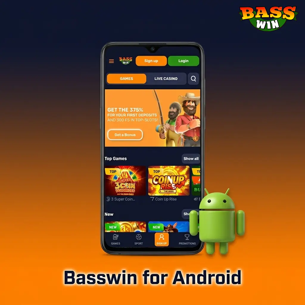 Basswin Android app APK download and installation steps on a smartphone showing the setup process