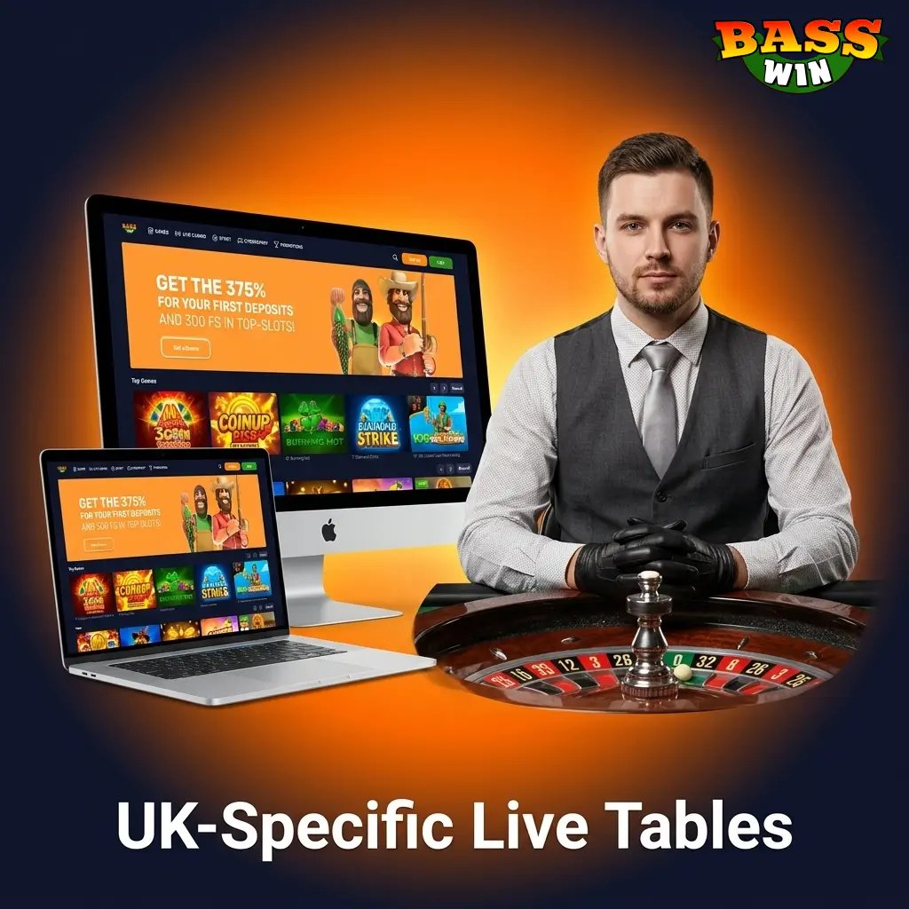 Basswin UK live casino tables with GBP stakes, featuring Evolution roulette, blackjack and baccarat for UK players