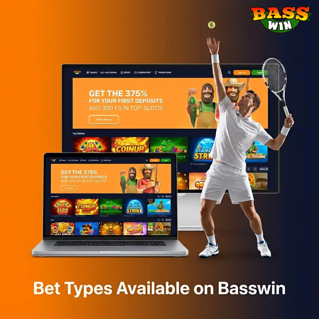 Basswin bet types including single, accumulator parlay, and system bets like Trixie, Patent, and Yankee explained