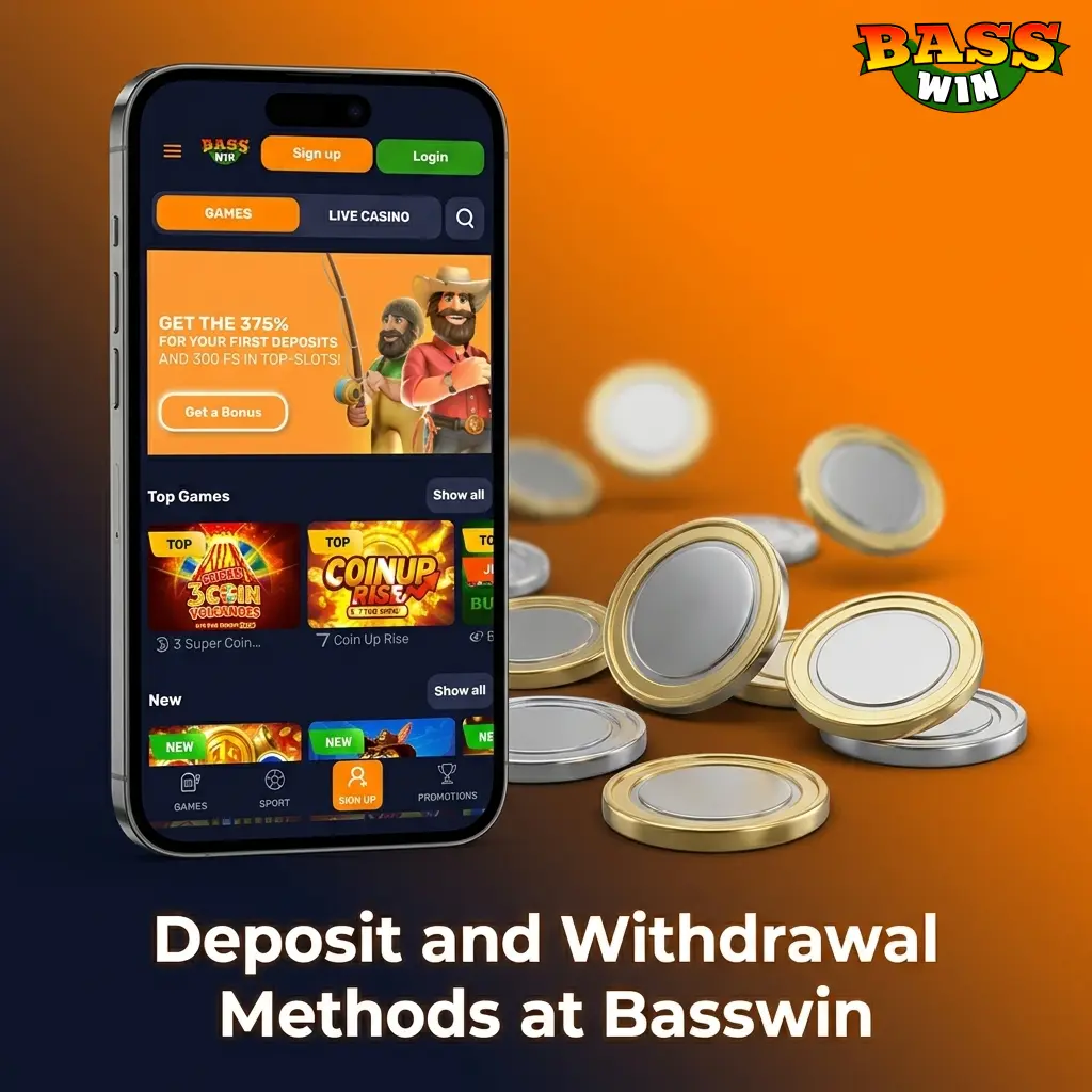 Basswin deposit and withdrawal methods including Visa, Mastercard, bank transfer, Apple Pay, and cryptocurrencies for UK players