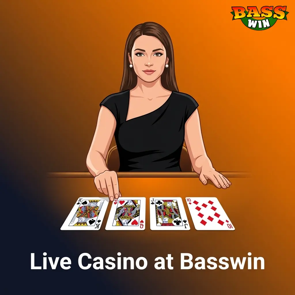 Basswin live casino studio with professional dealers streaming real-time blackjack, roulette, baccarat and game shows